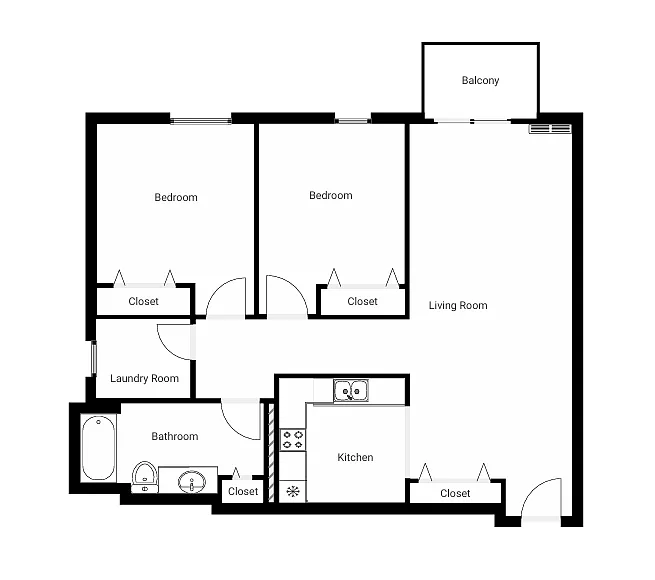Floor plan 2 Bed/ 1.5 Bath