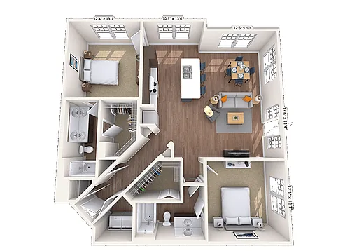 Floor plan Traditional 2x2 1250-1320 SF