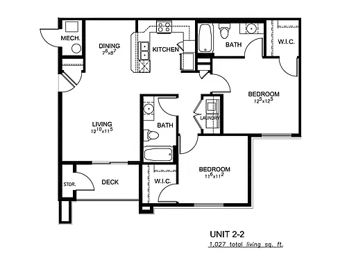 Floor plan Two Bed Two Bath