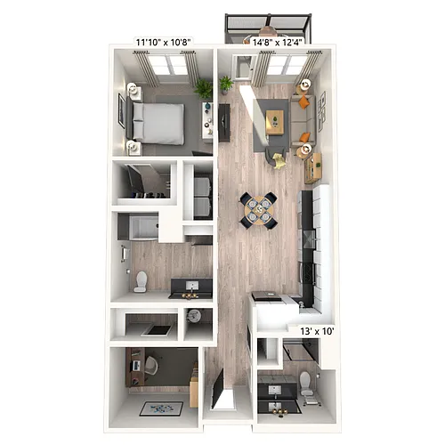 Floor plan A9 1x2 979 SF-FP