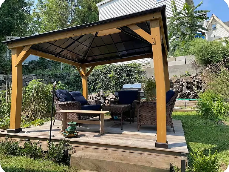 gazebo and barbeque in the backyard