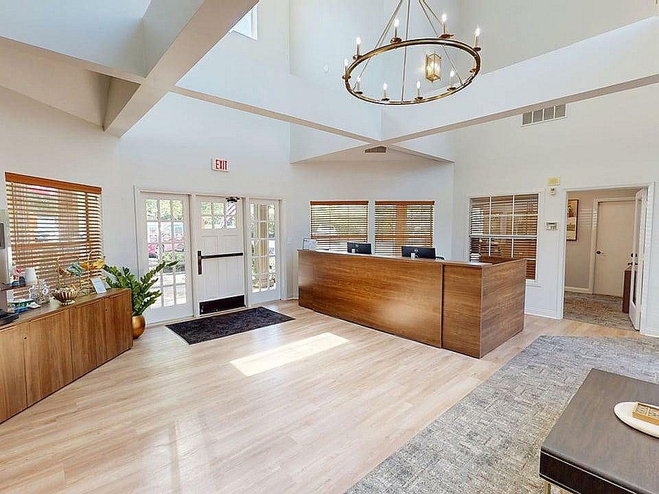 Complimentary coffee bar in the Hawks Landing Leasing Office