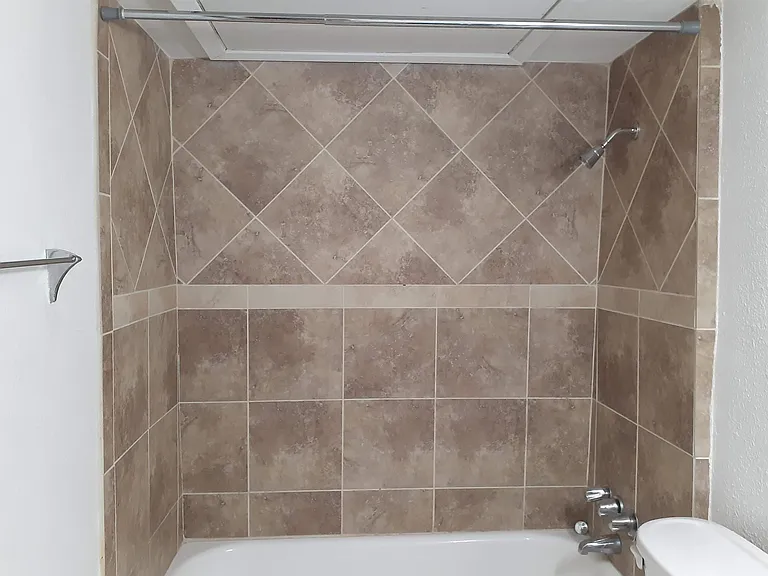 BATHROOM TUB & TILED SHOWER