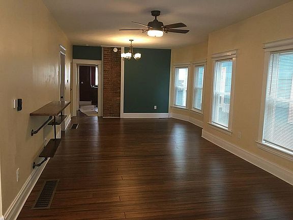 Exposed chimney and accent wall
