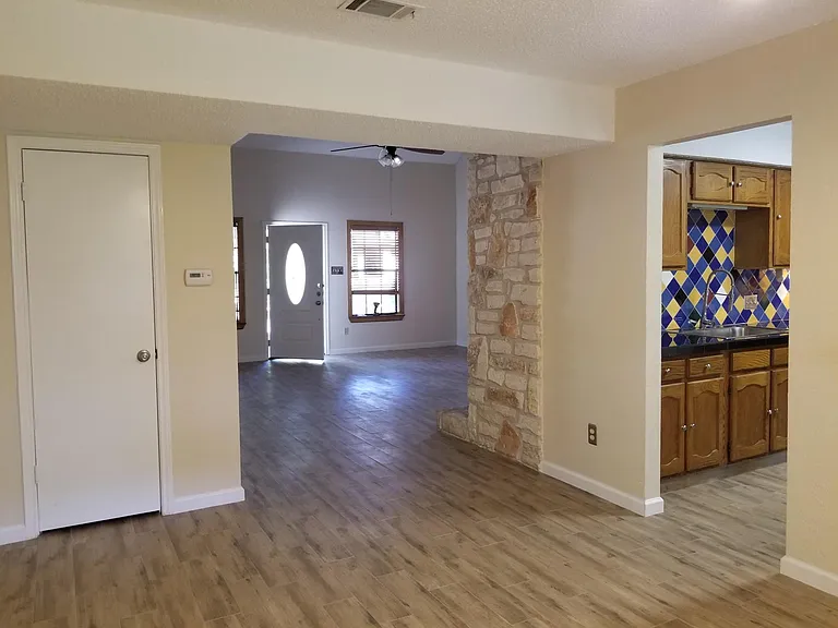 Dining, kitchen, living room