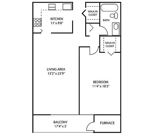 Floor plan ONE BEDROOM B
