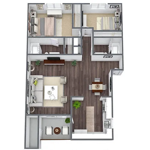 Floor plan B2: 2 Bed 2 Bath