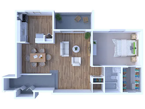 Floor plan 1 Bed 1 Bath