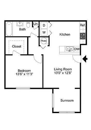 Floor plan Unity | 771 sf