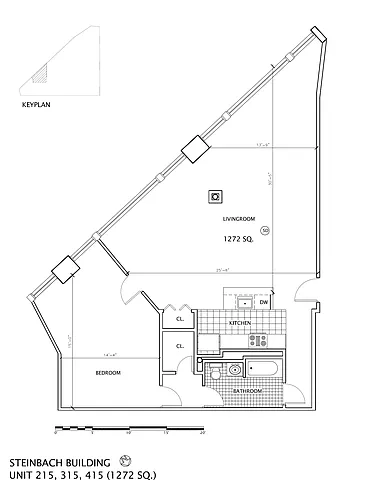 Floor plan 1 Bed 1 Bath with 12 ft Ceilings