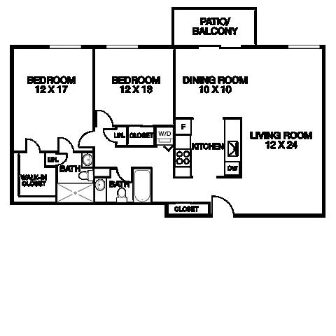 Floor plan Tower 1 | 2 Bed | B2B