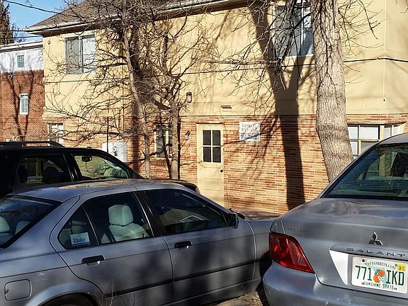 Rear of building showing parking area