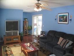 Family room with sliding doors to deck