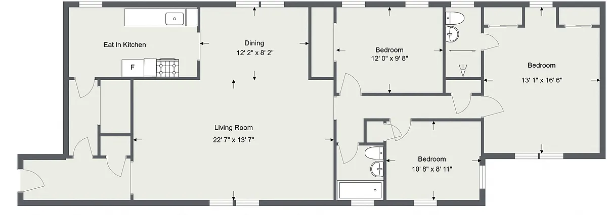Floor plan Overlook Park 3 Bedroom 2 Bath