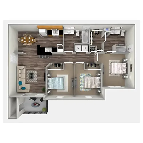 Floor plan C1 | 3 Bed | 2 Bath