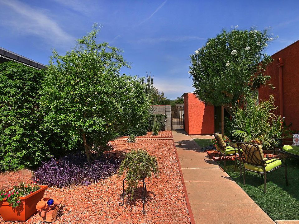 Lush semi-private patio area