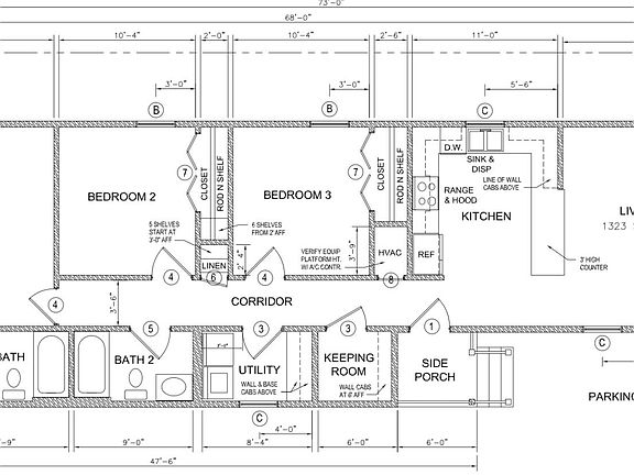 Spacious three bedroom, two-bath floorplan
