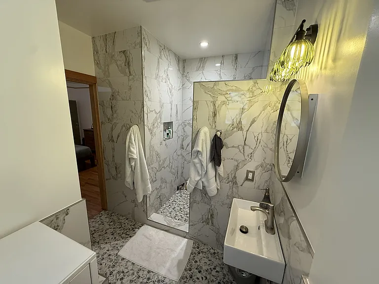 Master bath room with walk in shower
