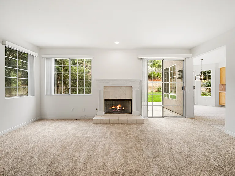 Family Room off of Kitchen with Fireplace