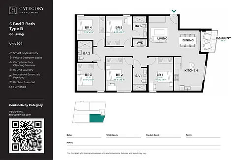 Floor plan Private Bedroom in Shared 5 Bed 3 Bath - B