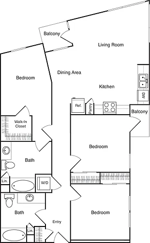 Floor plan Three Bedroom - C