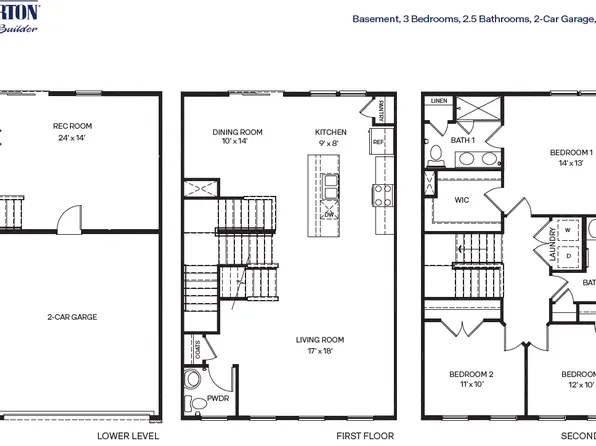 Regent - Finished Basement Plan, River Ridge Townhomes
