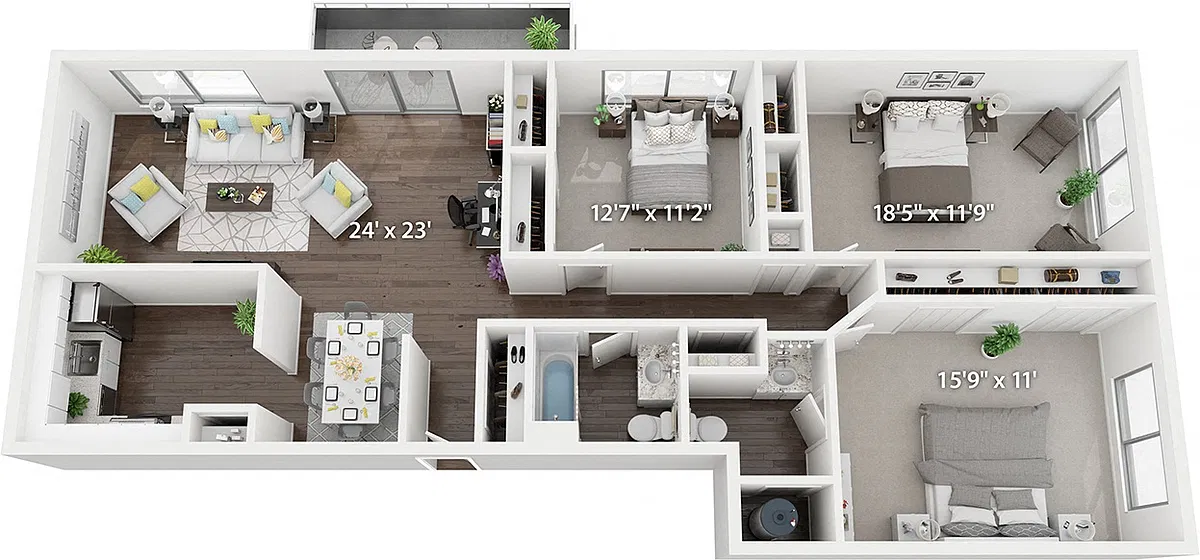 Floor plan 3 Bed | 2 Bath 1,335 sq. ft.