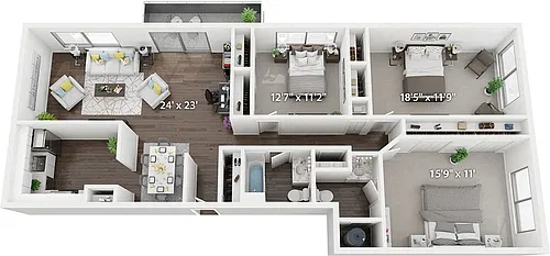 Floor plan 3 Bed | 2 Bath 1,335 sq. ft.