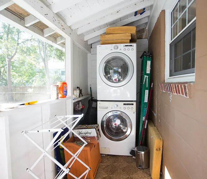 Laundry on back screened porch off kitchen