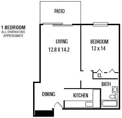 Floor plan 1Bedroom 1Bathroom