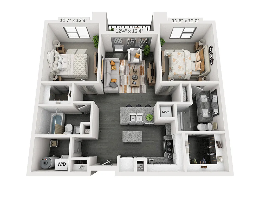 Floor plan Two Bedroom B2C