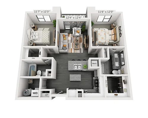 Floor plan Two Bedroom B2C