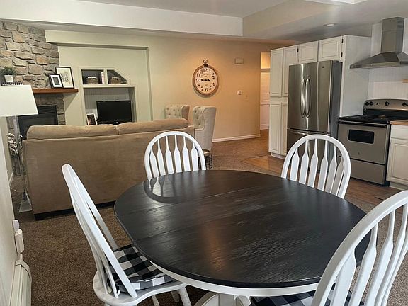 Kitchen, dining, and living room