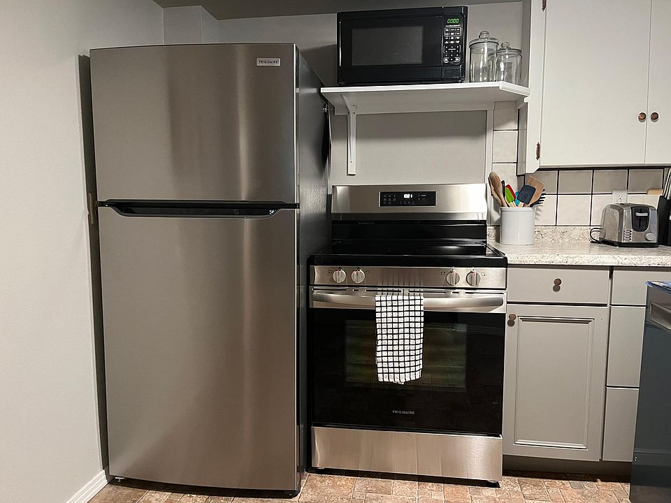 Brand new refrigerator and range! Microwave and lots of counter space.