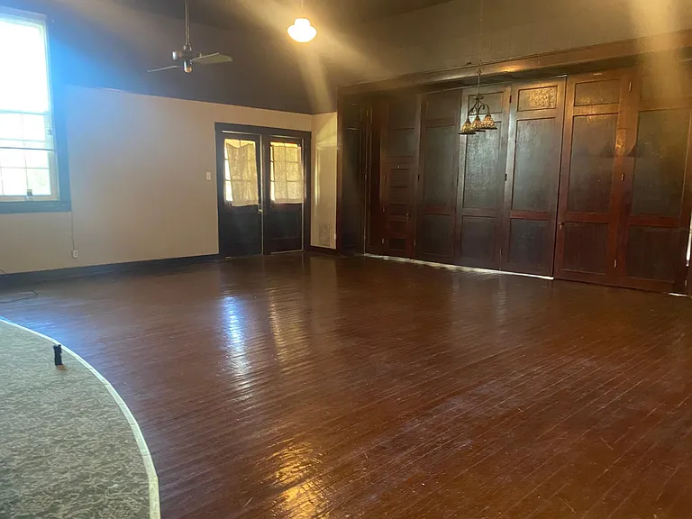 Door closed to bedroom area.