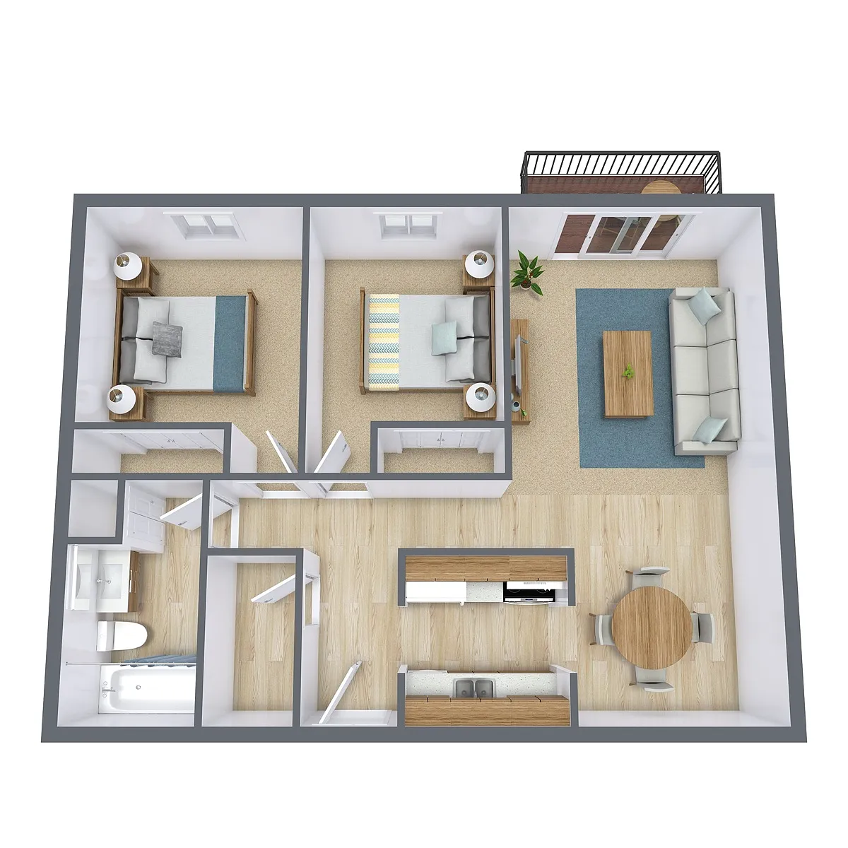 Floor plan Two Bedroom 21D