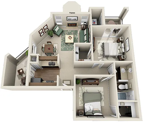 Floor plan B1| 2 Bed | 1 Bath