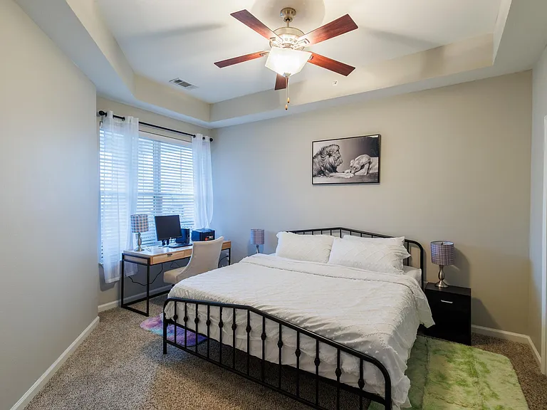 Master bedroom with king memory foam bed.