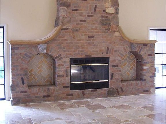 Brick n stone fire place