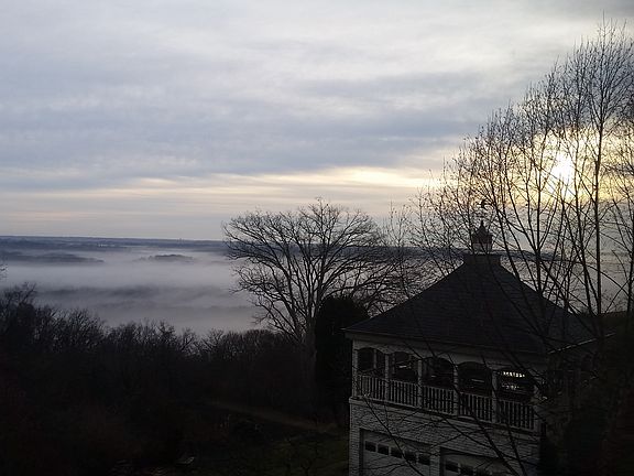 River valley with fog