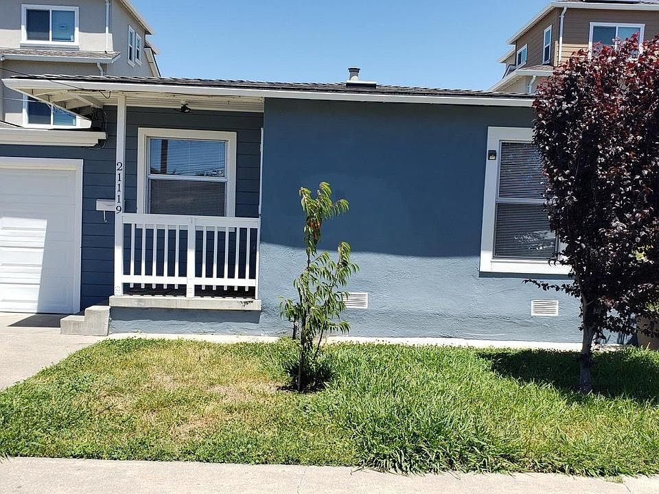 Front yard and garage