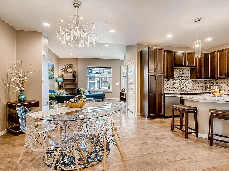 Furnished Dining + Living Rooms