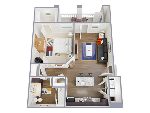 Floor plan 1 Bed, 1 Bath C (140% Income Restricted)