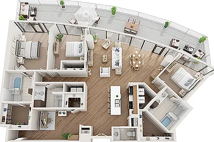 3 BR x 3.5 BA Penthouse - A Floorplan 3 BR x 3.5 BA Penthouse - A Floorplan