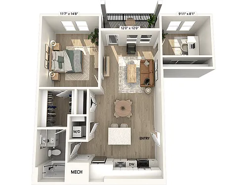 Floor plan AF1D-918sf-Upgrade