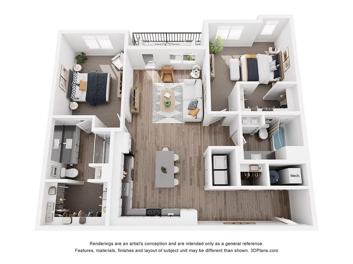 Floor plan 2B Two Bedroom Large