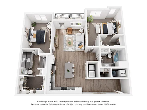 Floor plan 2B Two Bedroom Large