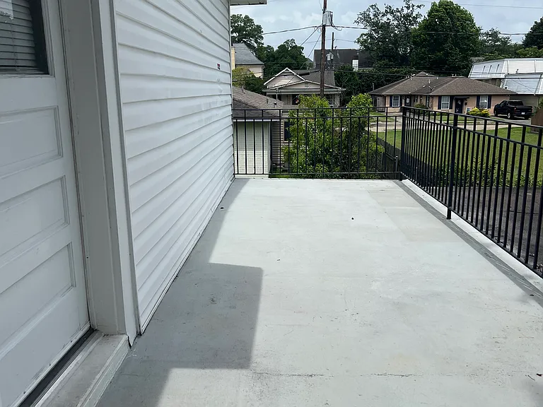 Entrance door and patio area