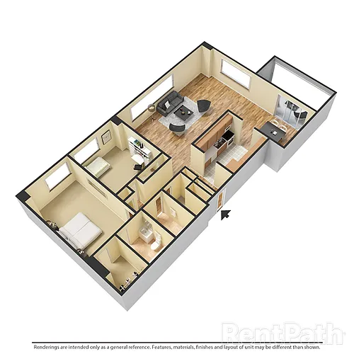 Floor plan 2L2 - 2 Bdrm, 2 Bath-LARGE