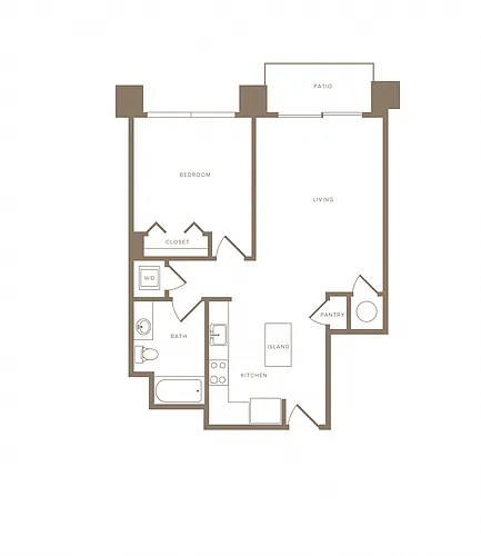 Floor plan 1 Bed/1 Bath-A03
